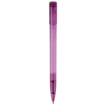 Transparante gekleurde plastic pen met gebogen clip kleur paars tweede weergave