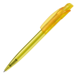 Transparante plastic pen met vierkante clip gemaakt in de EU kleur doorzichtig geel