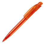 Transparante plastic pen met vierkante clip gemaakt in de EU kleur doorzichtig oranje