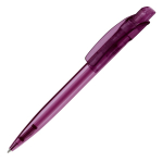 Transparante plastic pen met vierkante clip gemaakt in de EU kleur doorzichtig paars