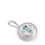 Etui met karabijnhaak inclusief oortelefoons en oplaadkabel met afdrukgebied