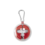 Etui met karabijnhaak inclusief oortelefoons en oplaadkabel met afdrukgebied