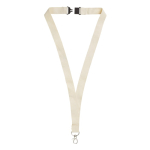 Lanyard van biologisch katoen met clip en karabijnhaak kleur beige tweede weergave