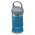 Handdoek van 30x90cm in een transparante pot met handvat kleur blauw
