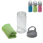 Handdoek van 30x90cm in een transparante pot met handvat