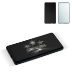Powerbank met verlicht logo en ingebouwde kabel