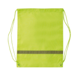 Polyester koordrugzak met horizontale reflecterende band kleur limoen groen tweede weergave