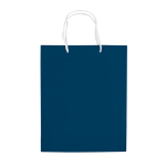 Middelgrote gelamineerde papieren tas in kleuren met koordhandvat kleur donkerblauw tweede weergave