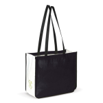 Gelamineerde non-woven tas in kleuren met witte zijkanten kleur zwart