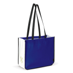 Gelamineerde non-woven tas in kleuren met witte zijkanten kleur blauw