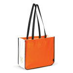 Gelamineerde non-woven tas in kleuren met witte zijkanten kleur oranje