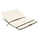 Notitieboek met bamboe kaft met verticale rand en zwart lint A5 kleur zwart vijfde weergave