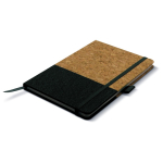 Notitieboek van kurk en vegan leer met bijpassende elastische band A5 kleur zwart