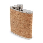 Compacte heupfles van roestvrij staal en kurk 170ml kleur naturel
