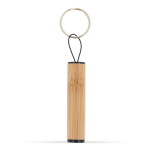 Sleutelhanger met mini-zaklamp en bamboe behuizing kleur hout tweede weergave