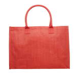 Jute tas met korte katoenen handvatten en een capaciteit van 8 kg kleur rood derde weergave
