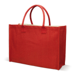 Jute tas met korte katoenen handvatten en een capaciteit van 8 kg kleur rood vierde weergave