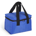 Ruime vierkante koeltas van polyester met stevige handvatten kleur blauw