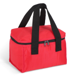 Ruime vierkante koeltas van polyester met stevige handvatten kleur rood