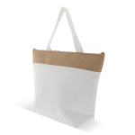 Koeltas van katoen met jutedetail en ritssluiting kleur beige