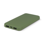 Compacte powerbank van gerecycled plastic 10.000mAh kleur olijfgroen