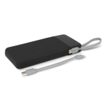 Powerbank van gerecycled plastic met snelladen 10.000mAh kleur zwart