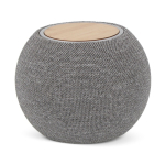 Ronde draagbare speaker en oplader van RPET en bamboe kleur grijs