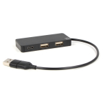 Aluminium USB hub met 3 poorten en 20cm kabellengte kleur zwart