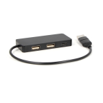 Aluminium USB hub met 3 poorten en 20cm kabellengte kleur zwart tweede weergave