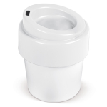 To-go beker met gekleurde deksel, 100% recyclebaar 240ml kleur wit