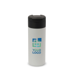 RVS fles met zwarte opklapbare dop 400ml met afdrukgebied