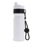 BPA-vrije sportfles met kleuraccent en riem 500ml kleur wit/zwart