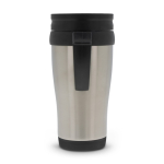 Dubbelwandige RVS beker met draaggreep 350ml kleur zilver vierde weergave