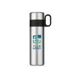 RVS thermosfles met beker en handgreep als dop 350ml met afdrukgebied
