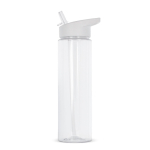 Transparante RPET fles met opvouwbare rietjesdop kleur wit