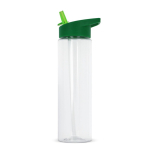 Transparante RPET fles met opvouwbare rietjesdop kleur groen