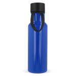 RPET fles met gekleurde rubberen draaggreep 600ml kleur blauw derde weergave