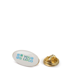 Ovale vergulde metalen speld om te personaliseren 20x12mm met afdrukgebied