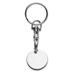 Ronde metalen sleutelhanger met munt voor winkelwagen kleur zilver tweede weergave