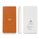 Draadloze powerbank met gerecycled leer, 8.000 mAh kleur lichtbruin