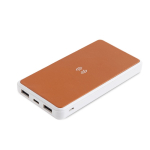Draadloze powerbank met gerecycled leer, 8.000 mAh kleur lichtbruin