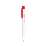 Plastic balpen met gekleurde clip en drukknop, zwarte inkt
