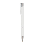 Goedkope aluminium pen met rubberen afwerking en zwarte inkt Glober kleur wit