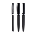 Elegante metalen rollerpen met geribbeld lichaam, zwarte inkt kleur zwart
