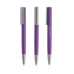 Gerecyclede aluminium balpen met rubberafwerking, blauwe inkt