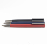 Gerecyclede aluminium balpen met rubberafwerking, blauwe inkt