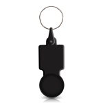 Plastic sleutelhanger met winkelwagenmuntje, ideaal voor boodschappen kleur zwart