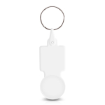 Plastic sleutelhanger met winkelwagenmuntje, ideaal voor boodschappen kleur wit