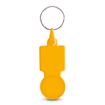 Plastic sleutelhanger met winkelwagenmuntje, ideaal voor boodschappen kleur geel
