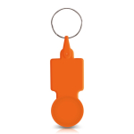 Plastic sleutelhanger met winkelwagenmuntje, ideaal voor boodschappen kleur oranje